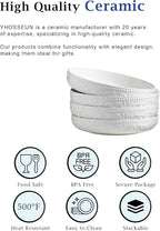 YHOSSEUN 9.75" Pasta Bowls Set of 4, 50 OZ Large Salad Bowl Pasta Plates, Ceramic Serving Bowl Plate White Soup Bowls, Embossed Morning Glory