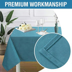H.VERSAILTEX Linen Textured Table Cloths 60 x 104 Inch Premium Solid Tablecloth Spill-Proof Waterproof Table Cover for Dining Buffet Feature Extra Soft and Thick Fabric Wrinkle Free, Teal