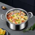 Hybrid Nonstick 5 QT Stockpot with Lid Two Handles, Stainless Steel Stockpot with Honeycomb Texture,Compatible with All Cooktops,Dishwasher and Oven Safe
