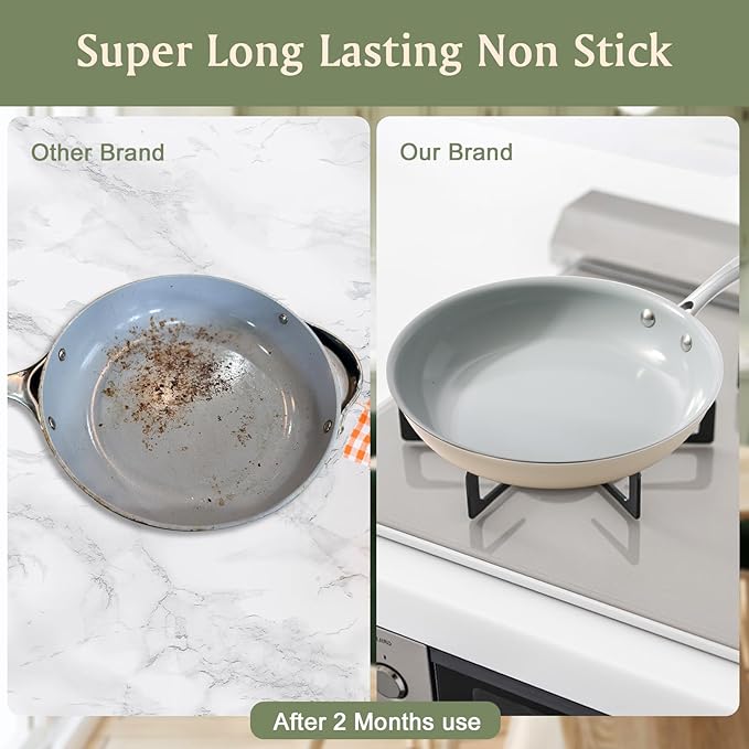 Nonstick Frying Pans Ceramic Skillet: 8Inches Non Stick Egg Fry Pan - PFOA PTFE PFAS Free