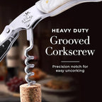 Zulay Kitchen Corkscrew Wine Opener - Premium 420 Stainless Steel & Resin Wine Bottle Opener - Double Hinged Opener with Foil Cutter & Cap Remover - Resin