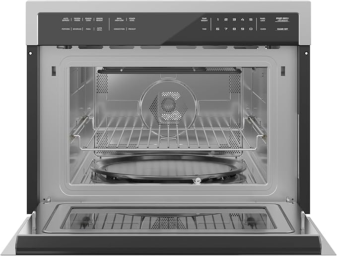 KoolMore COM-24SS 24 Inch Built-in Convection Oven and Microwave Combination with Broil, Soft Close Door, 1000 Watt Power, Stainless Steel Finish, Touch Control LCD Display, 24 in/1.6 Cu. Ft, Silver