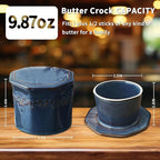 Butter Crock, French Butter Dish with Lid for Countertop,Ceramic French Butter Dish,Blue