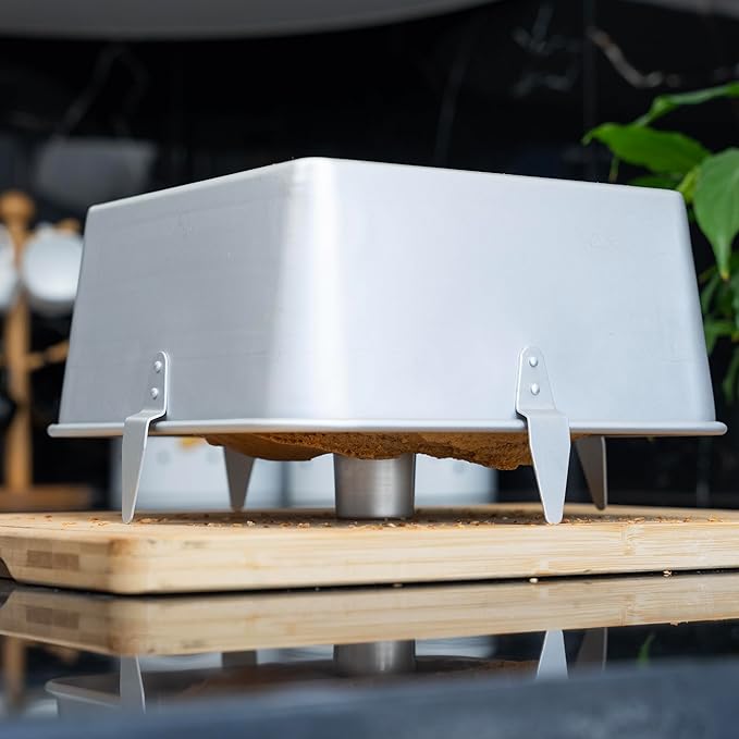 Square Tube Cake Pan 18 Cups - 2-Pcs Set Angel Food Cake Pan with Removable Bottom – Non-Stick Aluminum Pans for Baking Pound, Chiffon Cakes – 10-inch Angel Mold with Cooling Feet