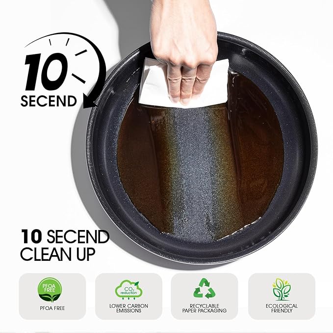 Nonstick Frying Pan Set – 8" 10" 12" Titanium Ceramic Skillet with Lid, Stay-Cool Handle,PFAS, PTFE, PFOA-Free, Non-Toxic, Dishwasher & Oven Safe, Compatible with All Cooktops