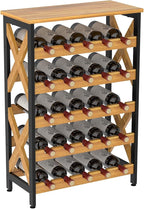 25 Bottle Wine Rack Freestanding Floor Rustic Wine Holder Stand 5 Tier Wobble-Free Tall Wine Racks Wine Large Display Storage Shelf for Cellar Kitchen 21.6''L x 10.6''W x 31.8''H