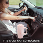 100% Leakproof 40 oz Tumbler with Handle & 4-in-1 SipSwig Lid, Built-In Flip Straw & External Stainless Steel Straw, Insulated Stainless Steel Cup, BPA-Free, Pink