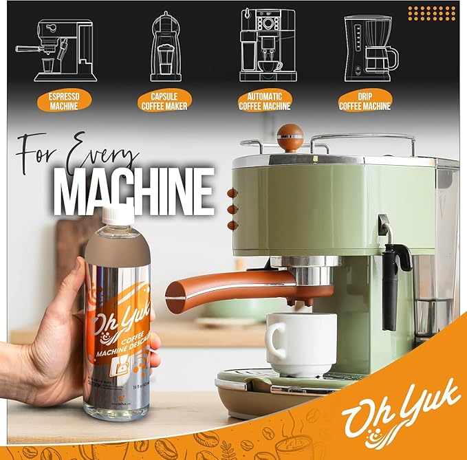 Oh Yuk Coffee Machine Descaler - Cleaning and Descaling Solution Universally Compatible for All Brands and Machine Types: Breville, Delonghi, Nespresso, Keurig - 16 oz (2)