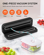 Food Vacuum Sealer Machine, 75kpa Powerful Food Saver Vacuum Sealer Machine with Cutter, 6-in-1 Automatic Air Sealing for Food Storage, Sous Vide, Meat, Vegetables, Dry/Moist Modes