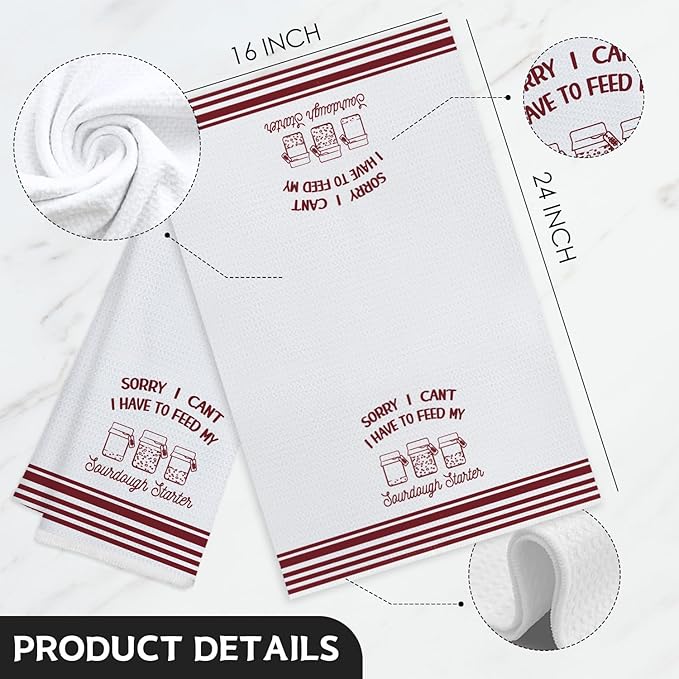 Funny Sourdough Baking Kitchen Towels, Gifts for Sourdough Bakers Tea Dish Towels for Kitchen, Baking Lover Gifts Decorative Hand Towels, 16x24 Inch Wine red