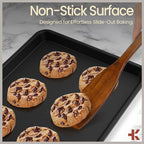 BAKKEN Kitchen Baking Pans - Nonstick Blue Coating, 13.58’’ × 9.65’’ Commercial Grade Carbon Steel Cookie Sheet, Diamond Texture Bottom, PFOA, PFOS, PTFE Free, Oven Safe Tray (450°F), Blue