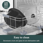 6-Quart Programmable Slow Cooker with Timer Keep Warm - Small Kitchen Appliance for Family Dinners - Serves 6+ People - Heat Settings: Keep Warm(White, Black Liner)
