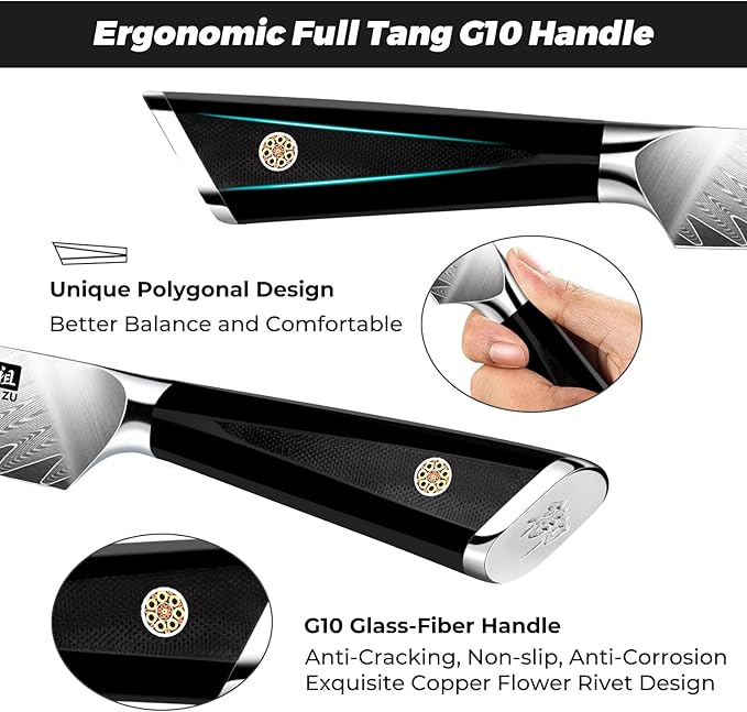 SHAN ZU Damascus Paring Knife Fruit Knife 4 Inch Professional Kitchen Knives, Japanese Damascus High Carbon Steel 67-Layer Fruit Carving Knives with G10 Handle/Gift Box