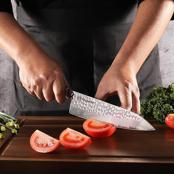 KEEMAKE Kitchen Knife Set 4pcs - Chef Knife Set with 3-layer Japanese 9CR19MOV Clad Steel Blade, Sharp Knives Set for Kitchen with Octagon Rosewood Handle Kitchen Knives