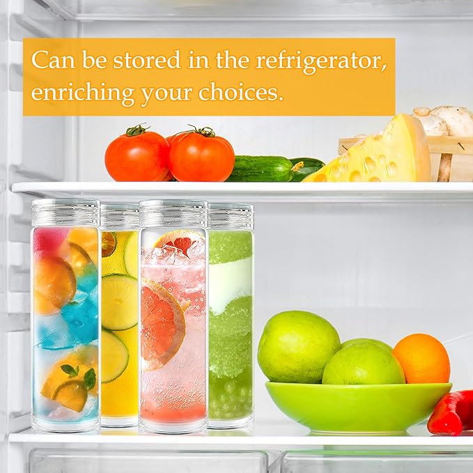 16oz Glass Bottles with Lids,Glass Bottles with lids,glass water bottles.Suitable for beverage storage, juicing, drinking water, tea, leak-proof, reusable, borosilicate 6pack