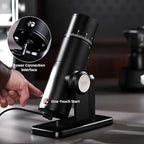 Electric Burr Coffee Grinder - Stepless Adjustment Electric Espresso Grinder with CNC Stainless Steel Conical Burr and Magnetic Lid & Dosing Cup (Black)