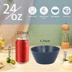 Supernal 12PCS Blue Wheat Straw Bowls - Durable Reusable Soup & Cereal Bowls, Hard Plastic Dinnerware with Smooth Edges,Disposable Plastic Bowls for Catering,Hot Food,Salad (Lightweight & Unbreakable)