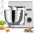 HOWORK Stand Mixer,10+p Speeds With 5.5QT Stainless Steel Bowl,Dough Hook, Wire Whip & Beater,for Most Home Cooks,Silver