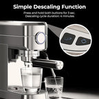 20 Bar Espresso Machine, Compact Espresso Coffee Maker with Milk Frother for Latte/Cappuccino, Auto Clean/34oz Removable Tank/Auto Shut-Off, Espresso Maker for Home/Office, Stainless Steel