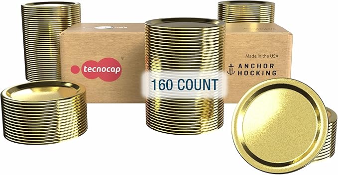 Regular Mouth Canning Lids - 160 PCS 70mm Lids for Regular Mouth Home Canning Jars. Premium Lids with Airtight Seal and Leak proof - Use for Home Canning & Food Storage (Band not included)