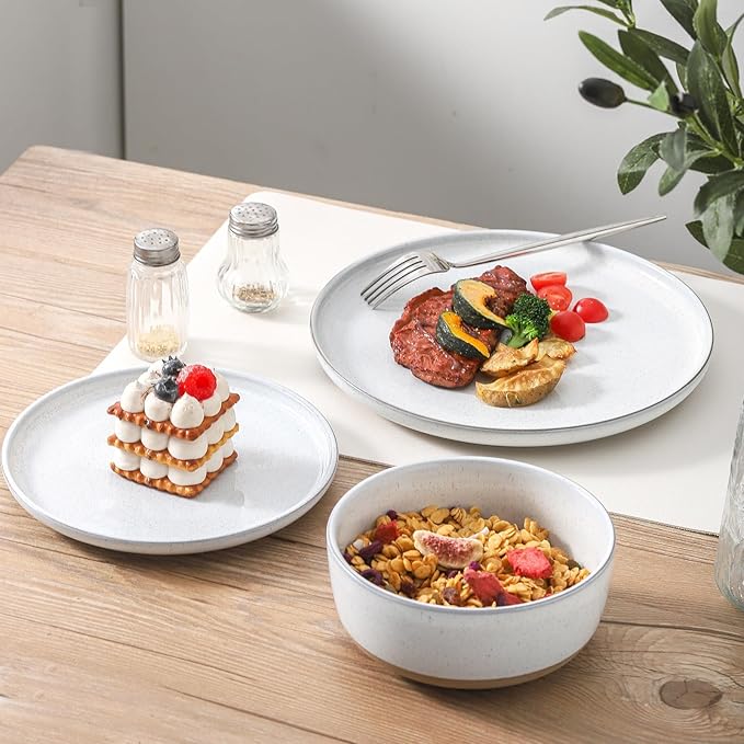 Ceramic Dinner Plates Set of 4,Stoneware 8 Inch,Microwave,Dishwasher and Oven Safe,Porcelain Dessert Plates for Pasta,Salad and Steak,Dishes Set for Kitchen,Scratch Resistant,White
