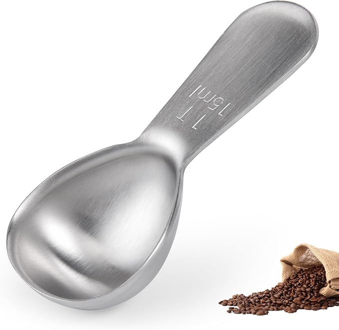 Doosu 1 Tablespoon Coffee Scoop - 18/8 Stainless Steel Heavy Duty Measuring Spoon with Short Handle, Food Grade Metal Tbsp Scoop for Ground Coffee Beans Tea Sugar Powder (15ml)
