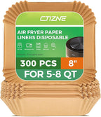 Air Fryer Liners Disposable - 300Pcs 8In Square Parchment Paper for Air Fryer Non-Stick Airfryer Basket Liners for Steamer Microwave Oven