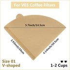 Cone Coffee Filters Size 01, 100 Count Unbleached 1-2 Cups Disposable V01 Coffee Paper Filters, Compatible with Cone Shaped Pour Over Coffee Filter and Drip Coffee Maker