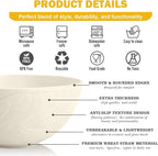 Unbreakable Wheat Straw Kitchen Cereal Bowl 40 OZ, Microwave & Dishwasher Safe Bowls, Alternative Plastic Bowls for Kitchen, Outdoors, RV, Camping, Patio, Set of 6, Beige