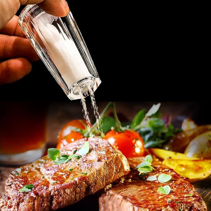 Salt and Pepper Shaker Set Spice Dispenser Refillable Design Cut Crystal Seasoning Shaker Kitchen Decor for Cooking Table,RV,Dinner Party,Camping BBQ (T-03)