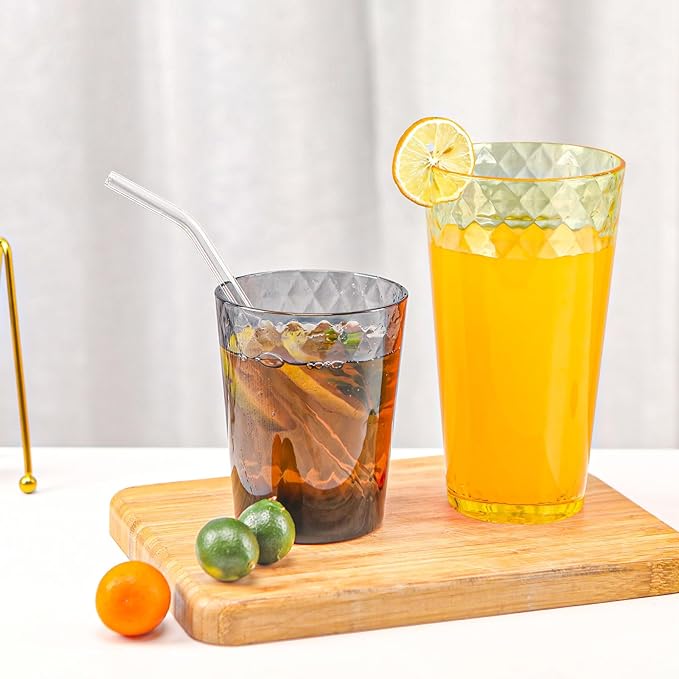 BPA-Free Plastic Tumblers 8 Pack (4x16oz+4×22oz) | Reusable Dishwasher Safe | Stackable Shatterproof Cups | Plastic Drinkware & Drinking Tumblers for Restaurant, Home, Party