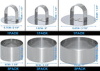 Uncle Jack 9 Pieces Round Cake Ring Molds, Stainless Steel Cake Ring Mold with Pusher, for Kitchen Tools, Baking Pastry (Include 9 Rings and 3 Pushers)
