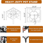 Creole Feast SBK0801 80 Qt Seafood Boiling Kit with Strainer, Outdoor Seafood Boil Pot and Basket with 100,000 BTUs Propane Burner and 10 PSI Regulator, Black & Silver