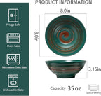 YUN TAO Ceramic Ramen Bowls Set of 4, 35 oz Large Japanese Style Serving Bowls for Salad,Udon, Soba, Pho Pasta, Asian Soup Noodle,Suitable as Housewarming Gifts