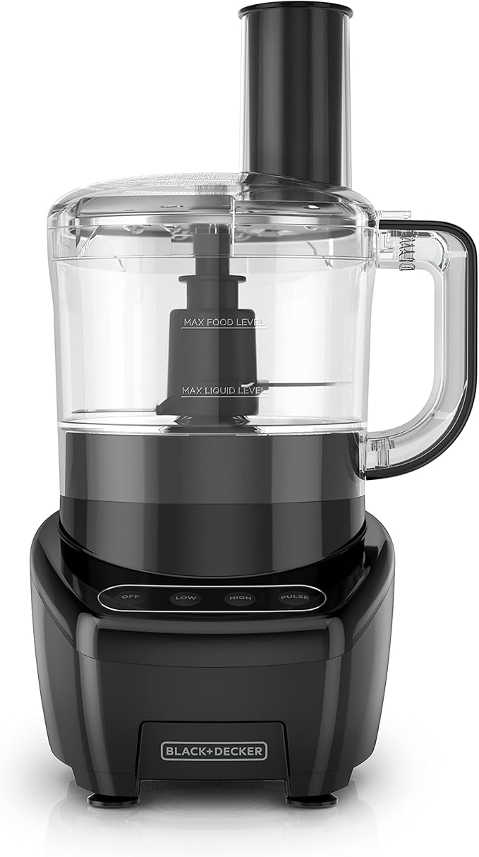 BLACK+DECKER Food Processor and Vegetable Chopper, Stainless Steel Blade, 8-Cup Capacity, 450W Power with Attachments to Shred, Slice, Mince, Grind, and Puree