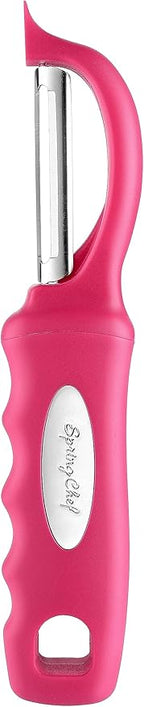 Spring Chef Premium Stainless Steel Vegetable Peeler for Kitchen, Dishwasher Safe Apple Peeler with Non-Slip Handle & Sharp Blades, Peel Potato, Fruit, Veggie, Carrot, Mango, Cucumber - Pink