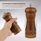 Pepper Mill - 5 inch Pepper Grinder Pepper Grinder Refillable Oak Salt and Pepper Grinder Set Sea Salt Grinder Ceramic Pepper Mill Grinder Adjustable Coarse to Fine pepper Grinder Mill (2Pack)
