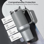 Metallic Glitter Boot for Stanley, Silicone Protector Sleeve Accessories for Stanley Quencher H2.0 FlowState Tumbler 40oz / Stanley Adventure Quencher Tumbler 40oz (Silver)