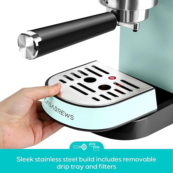 CASABREWS CM5418 Espresso Machine 20 Bar, Cappuccino Machine with Milk Frother Steam Wand, Stainless Steel Espresso Coffee Machine, Gift for Grandma or Wife, Gift for Girlfriend, Pastel Green