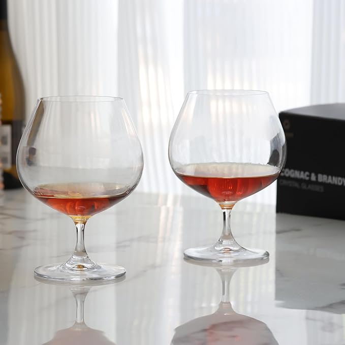 GLASKEY 22oz Large Brandy Snifter Glasses Set of 2,Crystal Cognac Glasses for Cognac,Brandy,Whiskey,Dishwasher Safe,Perfect for Home,Restaurants and Party