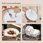 KINGSTONE Bone China Dinnerware Sets, 12-Piece Dinnerware Set for 4, Lightweight Durable, Dishwasher Safe, Tableware for Daily Use with Elegant Design, White