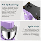 COOKLEE Stand Mixer, 9.5 Qt. 660W Electric Kitchen Mixer with Dishwasher-Safe Dough Hooks, Flat Beaters, Wire Whip & Pouring Shield Attachments for Most Home Cooks, Lavender