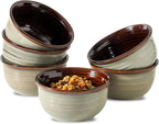 MEKY 20oz Ceramic Cereal Bowls Set of 6, Stackable Soup Bowls for Oatmeal, Ice Cream and Pasta Everyday Use, Microwave & Dishwasher Safe, Modern & Durable, Brown