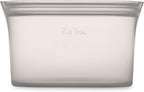Zip Top Reusable Food Storage Bags | Large Dish [Gray] | Silicone Meal Prep Container | Microwave, Dishwasher and Freezer Safe | Made in the USA