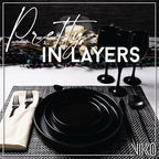 Vikko Dessert Plate, Set of 4 Elegant Dessert Plates with Rim, Black, Porcelain, Stackable 6 Inch Dessert Plates, Dishwasher Safe