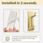 Self Adhesive Wall Hooks for Hanging: Extra Strong 13 LB, Hook for Coat, Towel in Bathrooms, Shower, Kitchen, Wall, Door Hook, Gold 12 Pack
