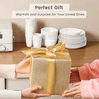 Homienly 40- Pieces Wheat Straw Dinnerware Set, Service for 8, Lightweight Roud Plates and Bowls Set, Unbreakable Dishes Set- Dinner Plates, Bowls, Cups,Microwave and Dishwasher Safe(White)