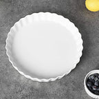 ONTUBE Pie Pans 11 Inches Ceramic Quiche Pans, Round Pie Tins for Baking,Oven Safe, Set of 2 (White)