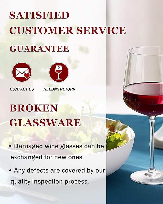 JBHO Hand Blown Italian Style Crystal Burgundy Wine Glasses - Lead-Free Premium Crystal Clear Glass - Set of 2-21 Ounce - Gift-Box for any Occasion