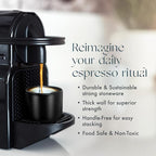 Folk Ceramics Leonard Ceramic Espresso Cups | Modern Stackable Demitasse Mugs for Espresso | Thick Walled, Handleless, Durable, Dishwasher & Microwave Safe | Set of 2, 3oz | Matte Black